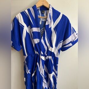 SHEIN Vibrant Blue and White Midi Dress